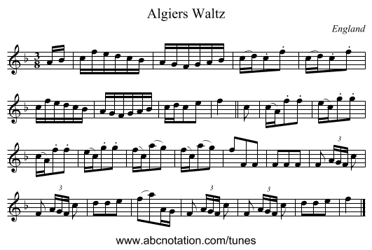 Algiers Waltz - staff notation