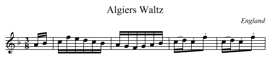 Algiers Waltz - staff notation