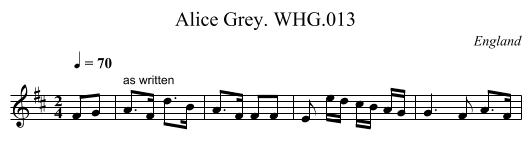 Alice Grey. WHG.013 - staff notation
