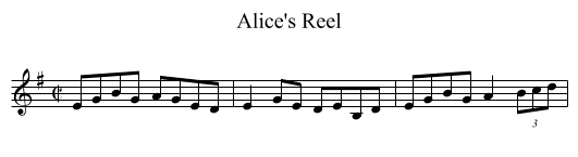Alice's Reel - staff notation
