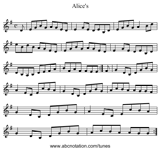 Alice's - staff notation
