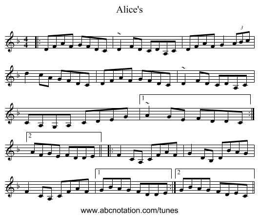 Alice's - staff notation