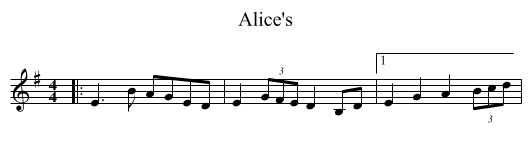Alice's - staff notation