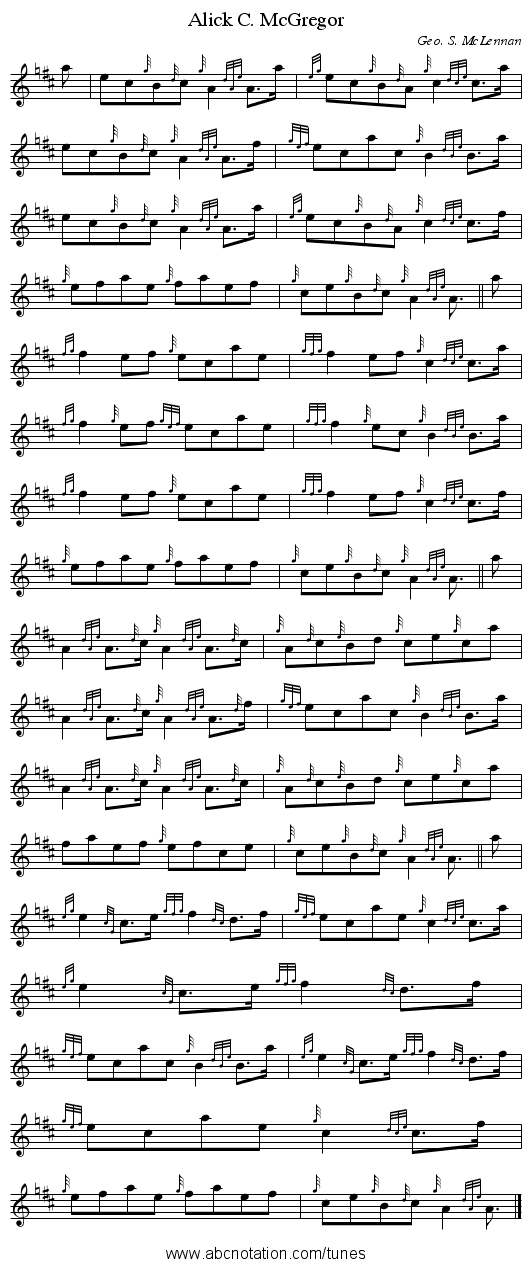 Alick C. McGregor - staff notation