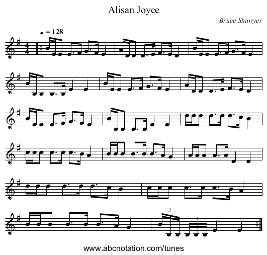 Alisan Joyce - staff notation