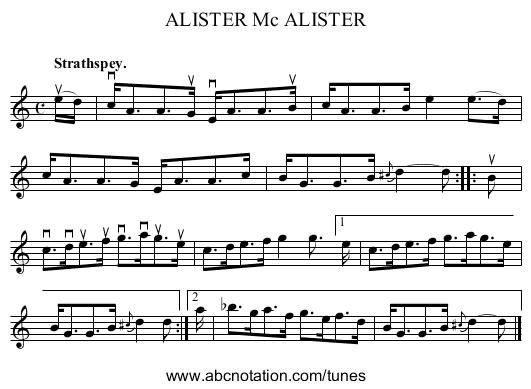 ALISTER Mc ALISTER - staff notation
