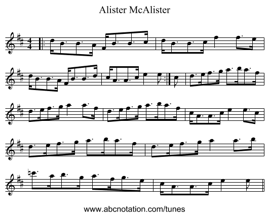 Alister McAlister - staff notation