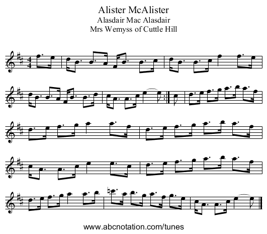 Alister McAlister - staff notation