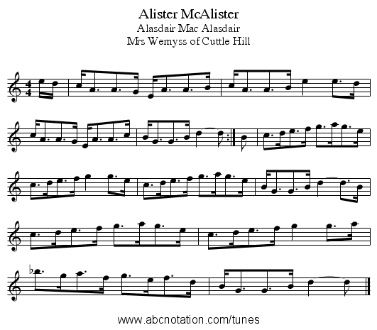 Alister McAlister - staff notation