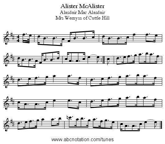 Alister McAlister - staff notation