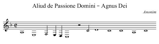 Aliud de Passione Domini – Agnus Dei - staff notation