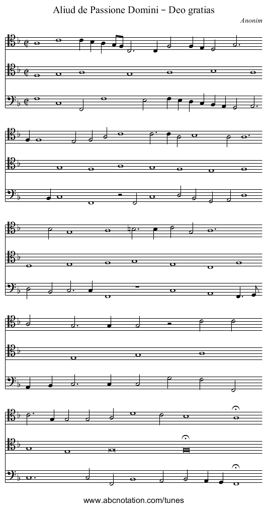Aliud de Passione Domini – Deo gratias - staff notation