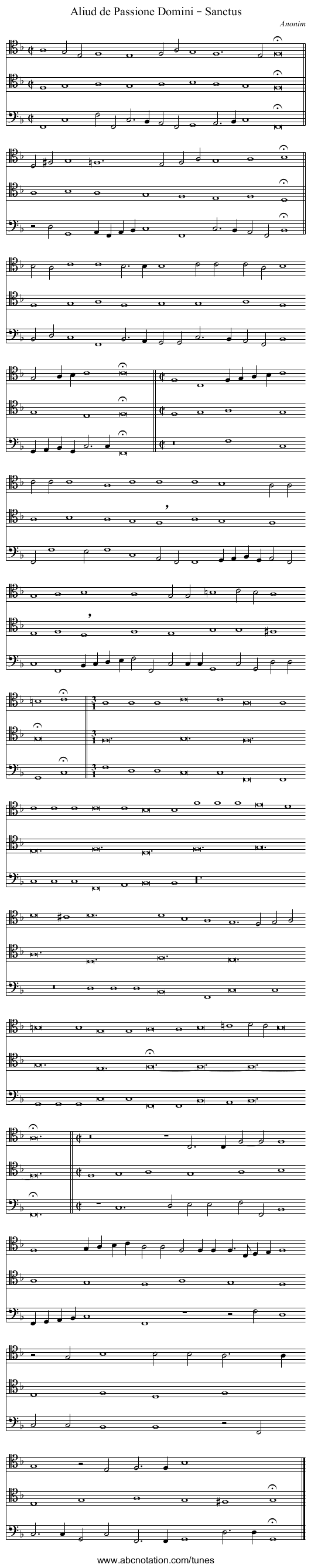 Aliud de Passione Domini – Sanctus - staff notation