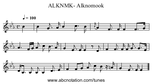ALKNMK- Alknomook - staff notation