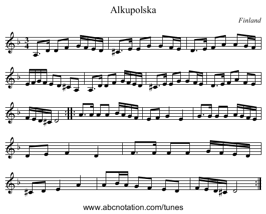 Alkupolska - staff notation