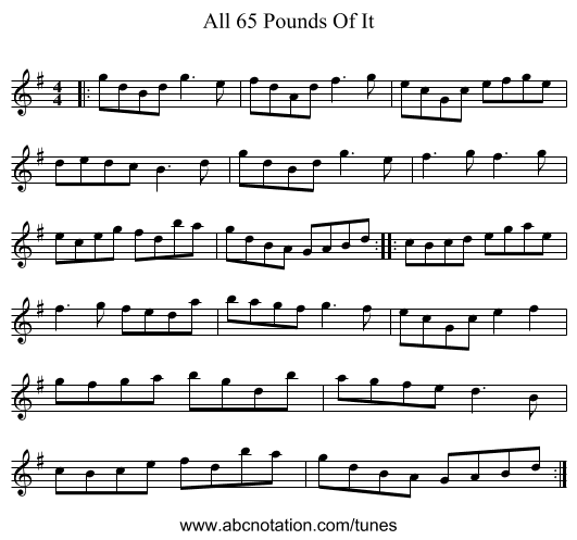 All 65 Pounds Of It - staff notation