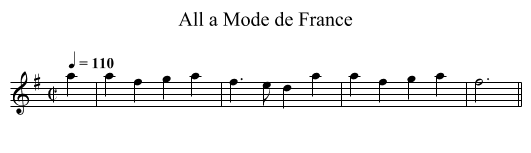 All a Mode de France - staff notation