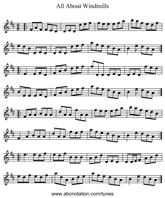 All About Windmills - staff notation