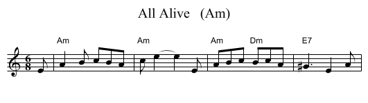 All Alive   (Am) - staff notation