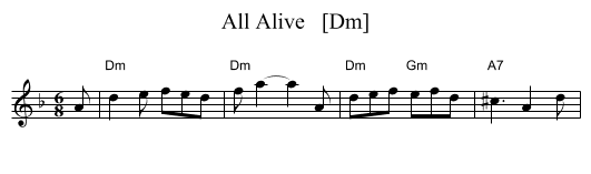 All Alive   [Dm] - staff notation