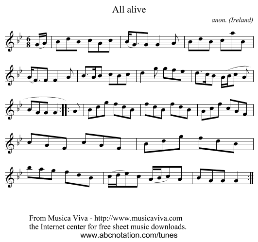 All alive - staff notation