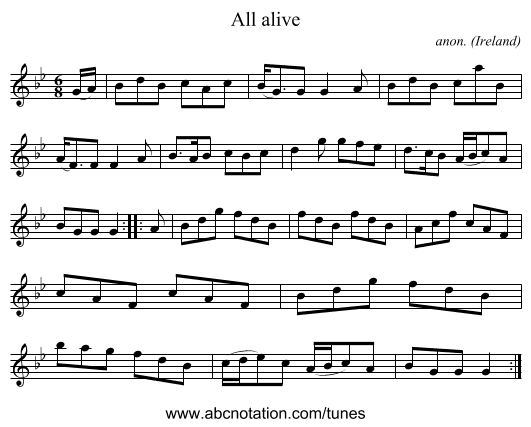 All alive - staff notation