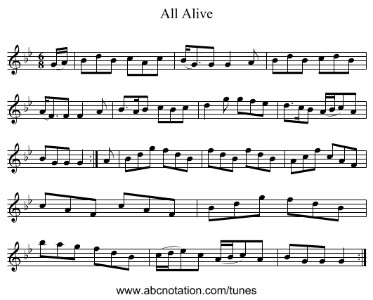 All Alive - staff notation