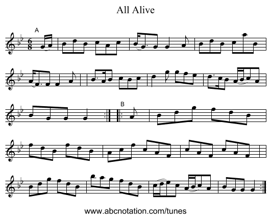 All Alive - staff notation