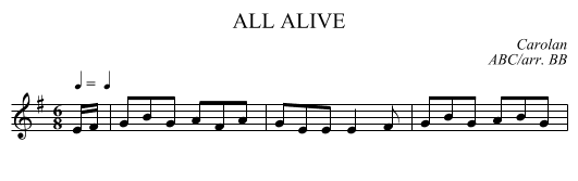 ALL ALIVE - staff notation