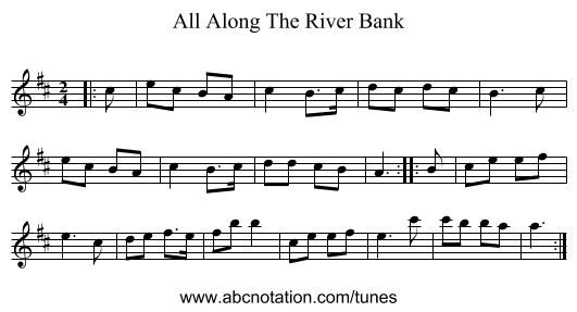 All Along The River Bank - staff notation