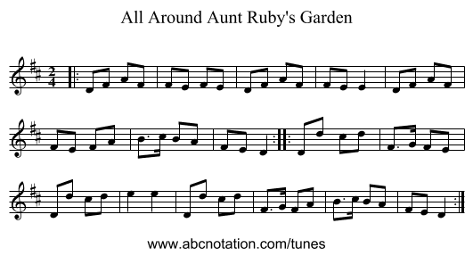 All Around Aunt Ruby's Garden - staff notation