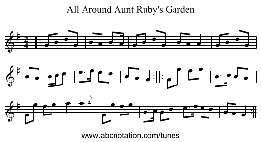All Around Aunt Ruby's Garden - staff notation