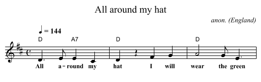 All around my hat - staff notation