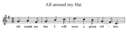 All around my Hat - staff notation