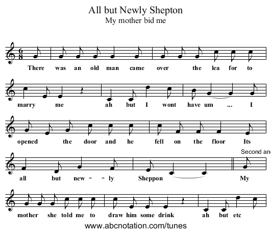 All but Newly Shepton - staff notation