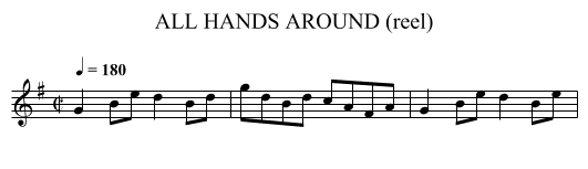ALL HANDS AROUND (reel) - staff notation