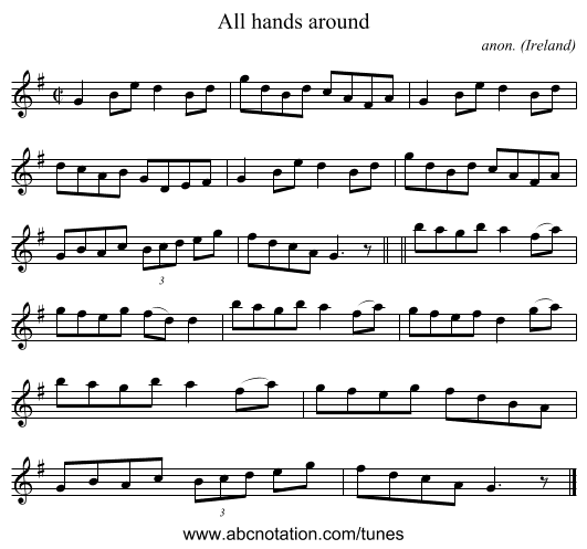 All hands around - staff notation