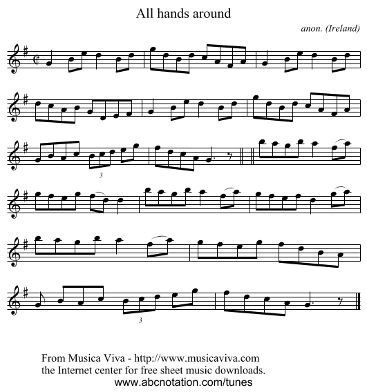 All hands around - staff notation