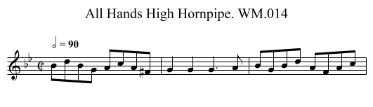 All Hands High Hornpipe. WM.014 - staff notation