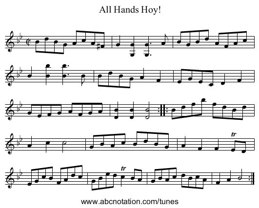 All Hands Hoy! - staff notation