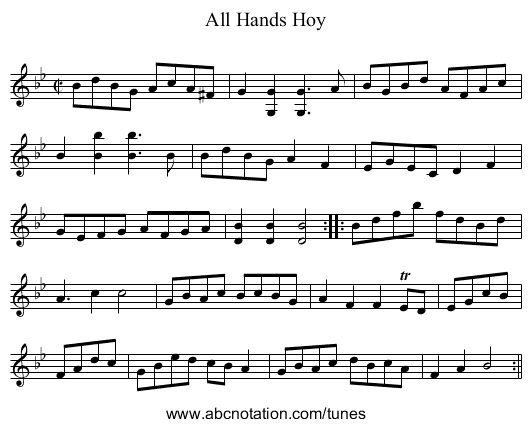 All Hands Hoy - staff notation