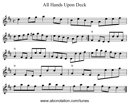 All Hands Upon Deck - staff notation