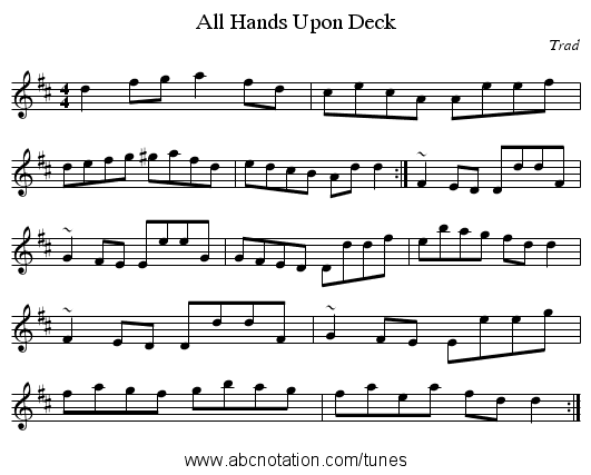 All Hands Upon Deck - staff notation