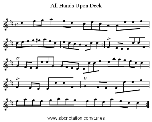 All Hands Upon Deck - staff notation