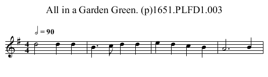 All in a Garden Green. (p)1651.PLFD1.003 - staff notation