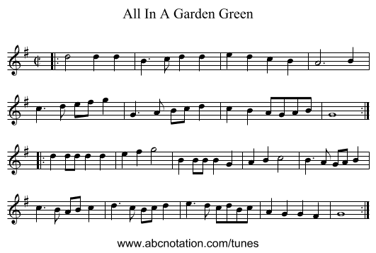 All In A Garden Green - staff notation