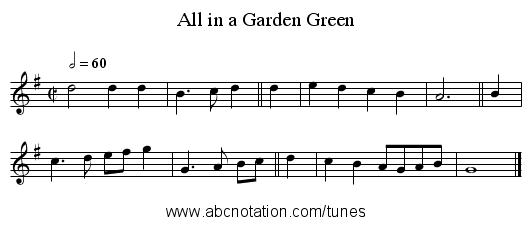 All in a Garden Green - staff notation