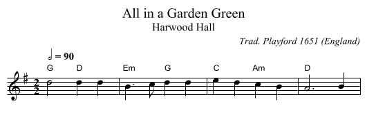 All in a Garden Green - staff notation