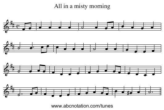 All in a misty morning - staff notation