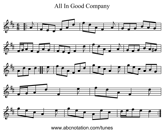 All In Good Company - staff notation